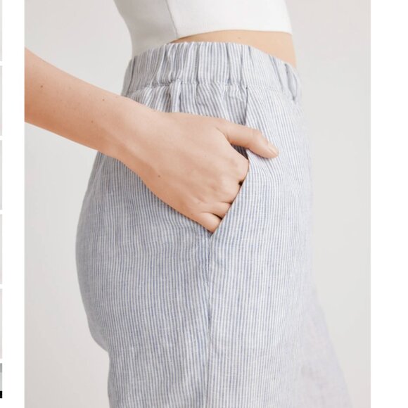 Quince European Linen Blue Pinstripe Pants Size Large - Picture 2 of 7